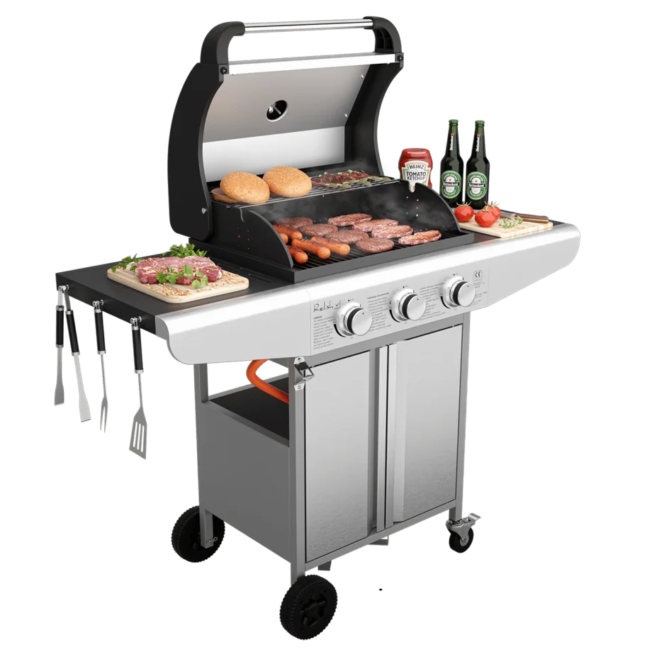 grill gazowy srebrny