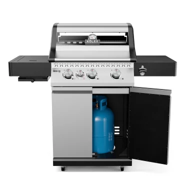 Grill Gazowy ogrodowy Koler Krone Compact Pro Silver (Palnik boczny na podczerwień, Szyba, Podwójne drzwi)