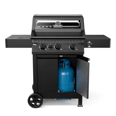 Grill Gazowy ogrodowy Koler Krone Compact Black (Palnik boczny, Szyba, Podwójne drzwi)