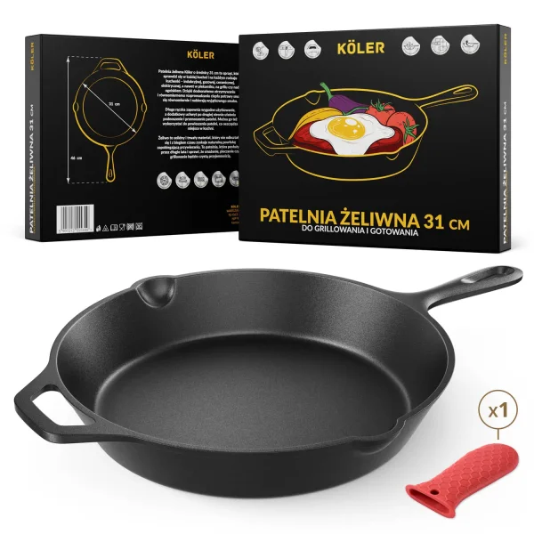 Patelnia żeliwna indukcja KOLER 31cm Ognisko Grill Gaz