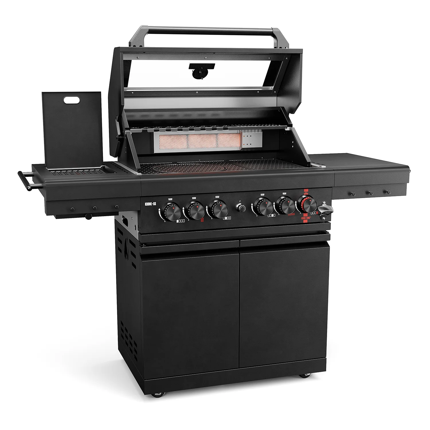 10_Krone_S2_5904905625755 Grill Gazowy ogrodowy ze stali nierdzewnej Koler KRONE S2 BLACK – z palnikiem do steków 800C i palnikiem rożna – zdjęcie 12