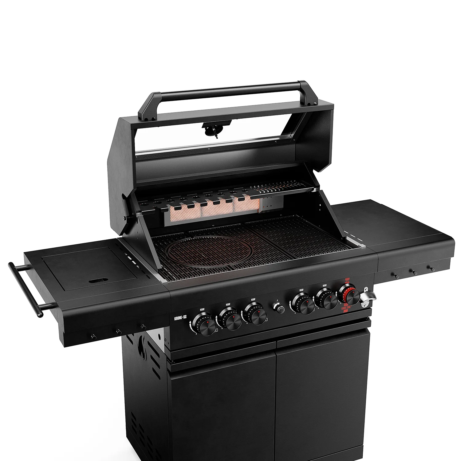 20_Krone_S2_5904905625755 Grill Gazowy ogrodowy ze stali nierdzewnej Koler KRONE S2 BLACK – z palnikiem do steków 800C i palnikiem rożna – zdjęcie 10