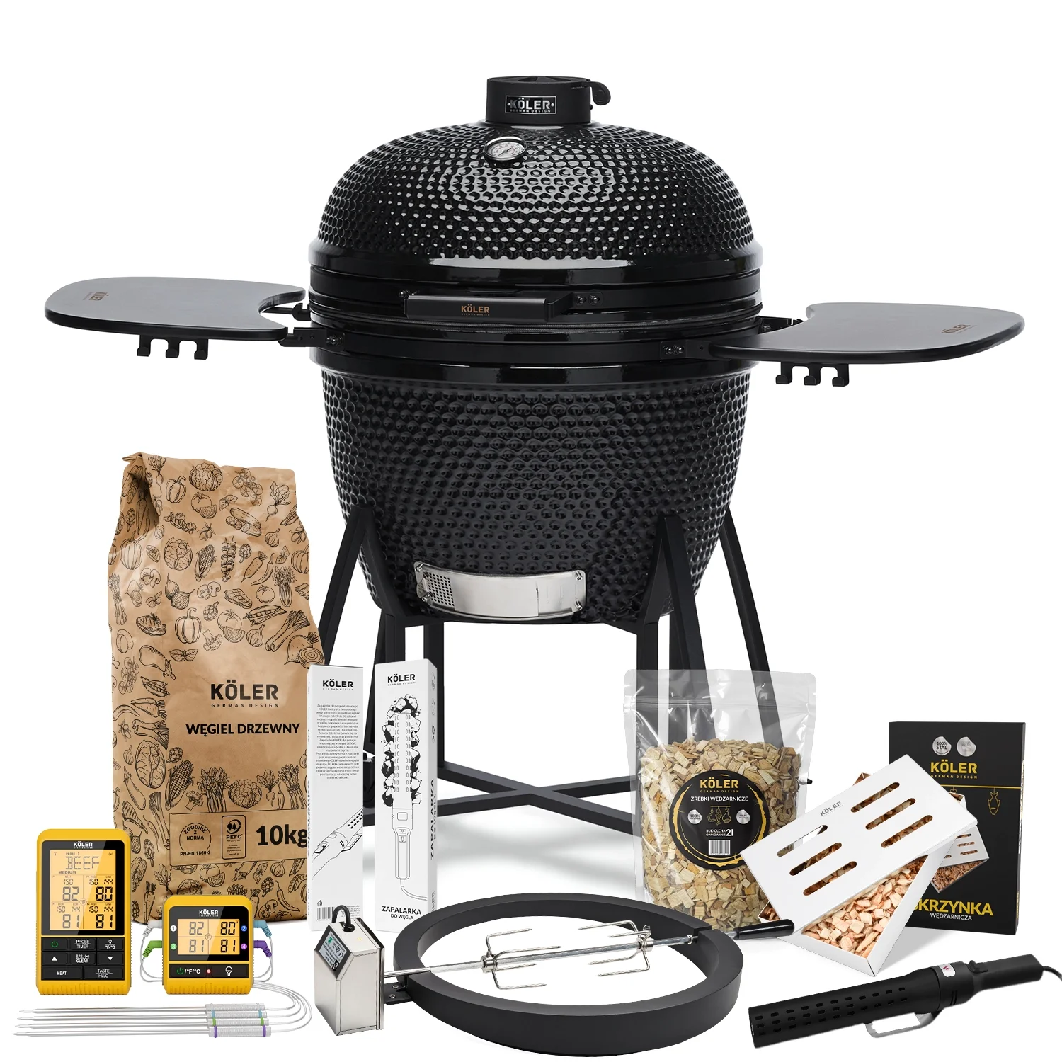 Zestaw do Wędzenia Grill Ceramiczny Węglowy Kamado Koler EG26 - Rozszerzony