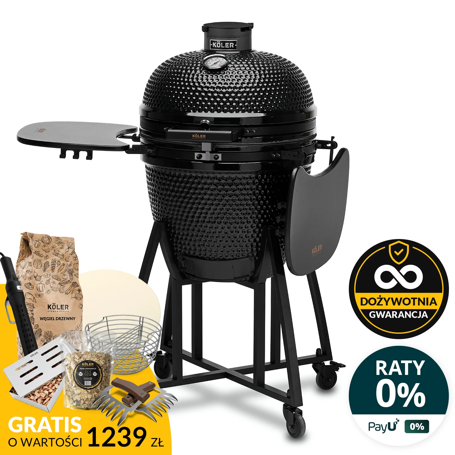 Grill Ceramiczny Węglowy Kamado KOLER EG21 54cm z wózkiem