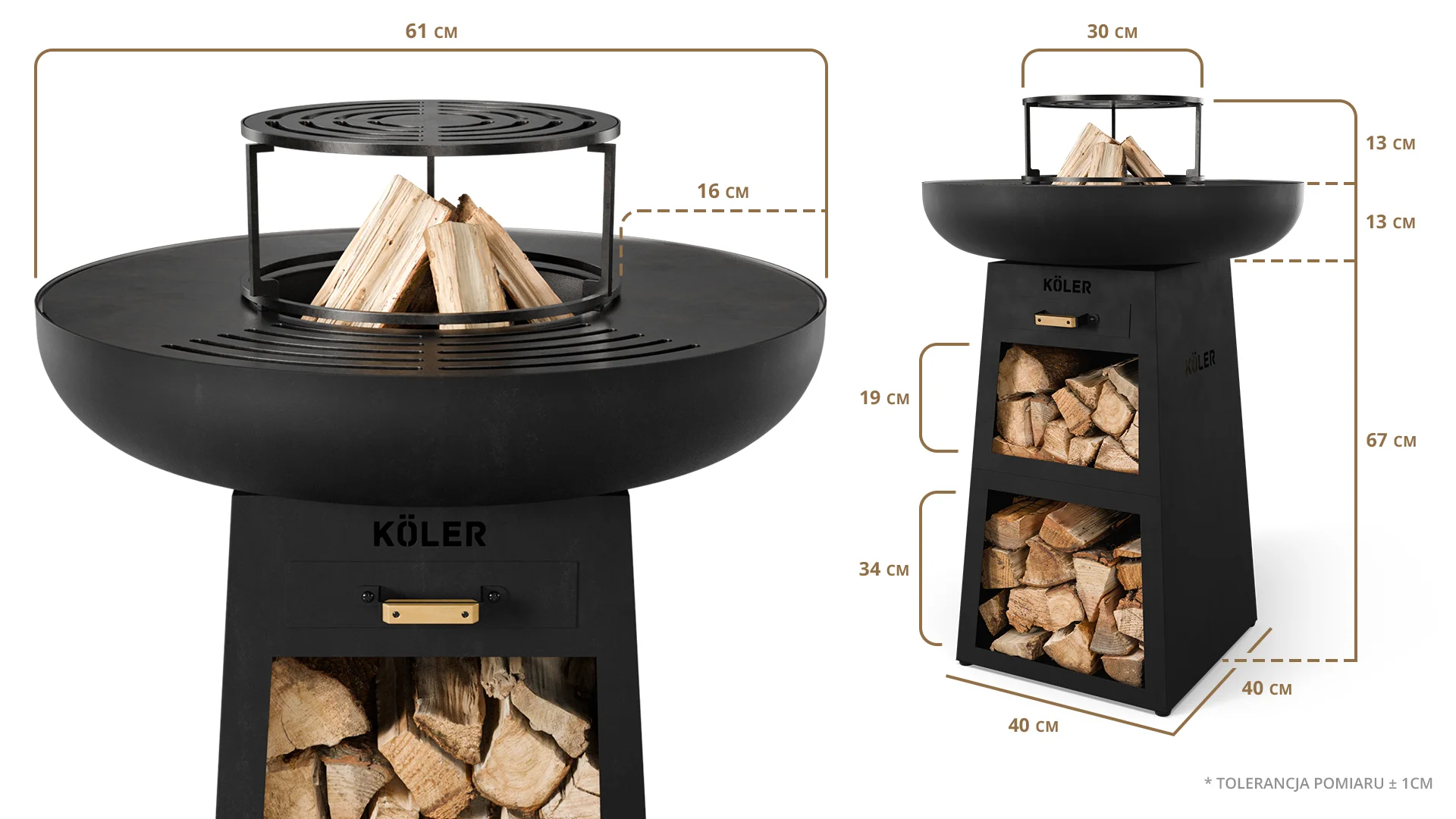 Palenisko ogrodowe z grillem Koler Herd X1 Black – zdjęcie 9