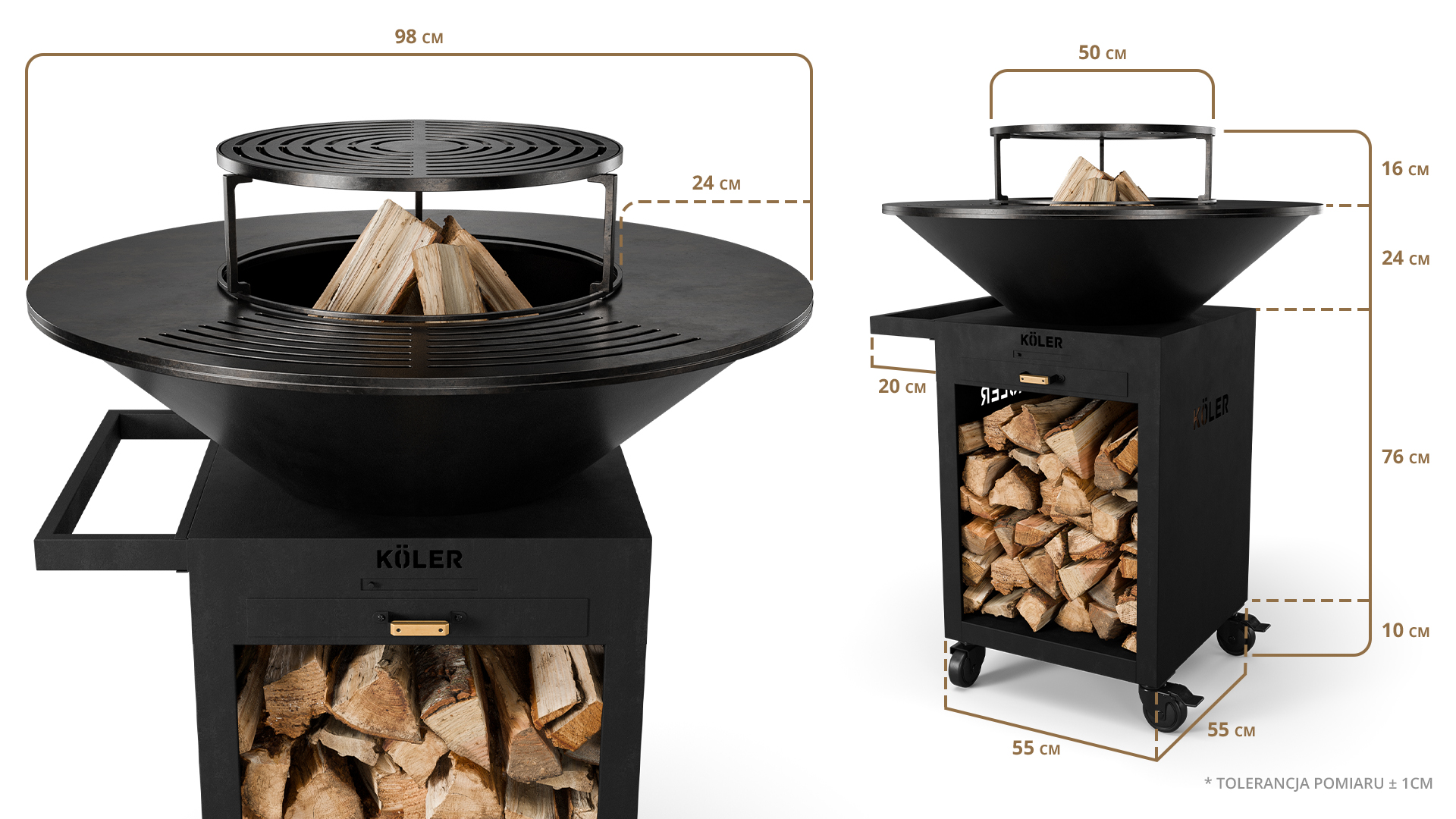Palenisko ogrodowe z grillem Koler Herd X3 Black – zdjęcie 8