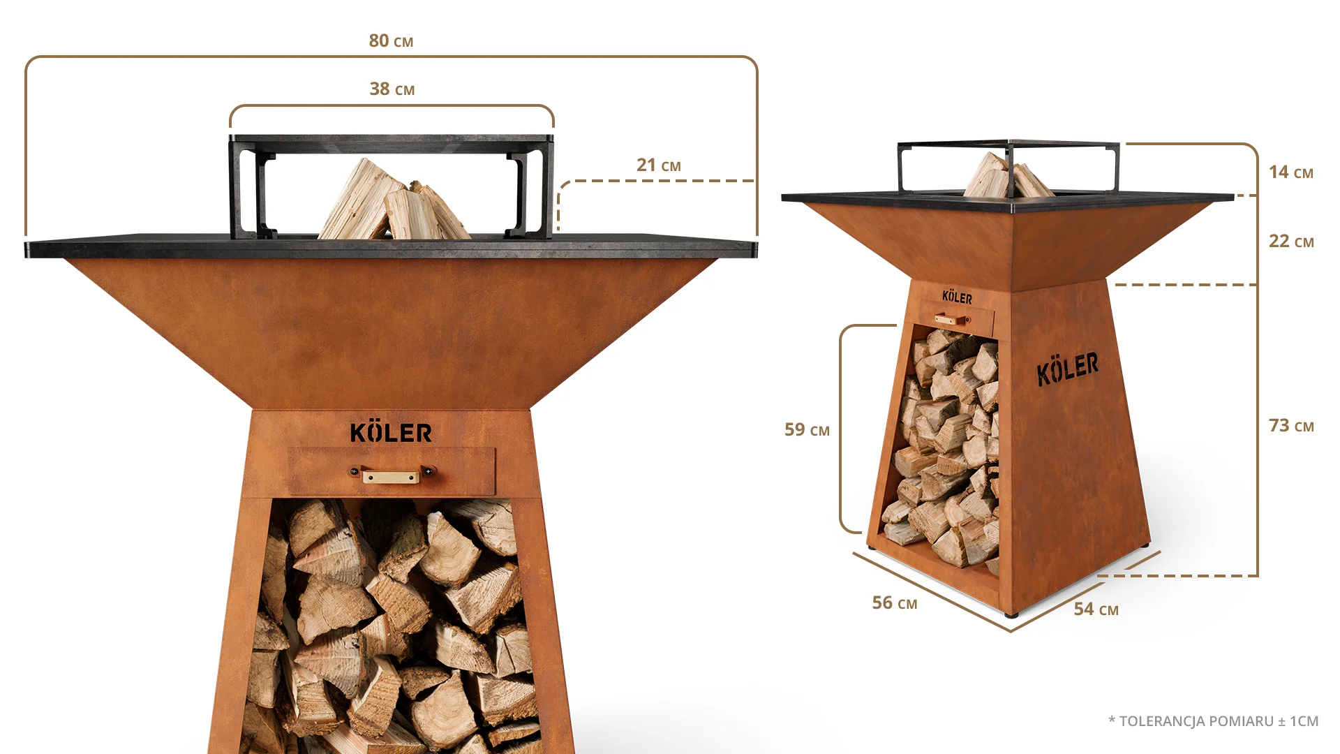Palenisko ogrodowe z grillem Koler Herd X4 Corten – zdjęcie 10