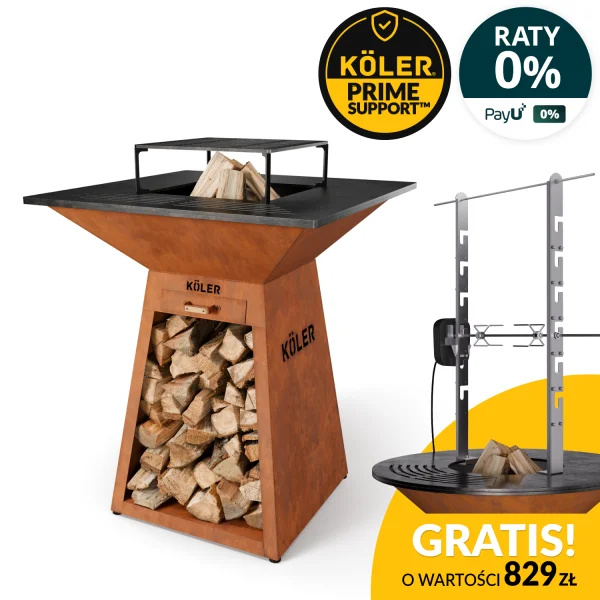Palenisko ogrodowe z grillem Koler Herd X4 Corten