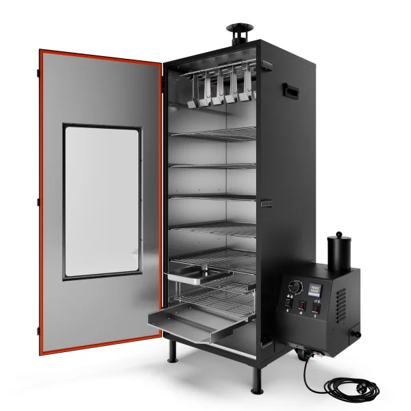Wędzarnia ogrodowa elektryczna KOLER BREN W2 BLACK 230L 2250W do 160°C z szybą i dymogeneratorem