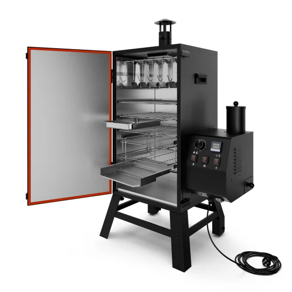 Wędzarnia ogrodowa elektryczna KOLER BREN W1/F BLACK 70L 2250W do 160°C pełne drzwi z dymogeneratorem
